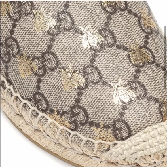 Gucci Logo Espadrille Flat Bees size 37.5 - Picture 6 of 16
